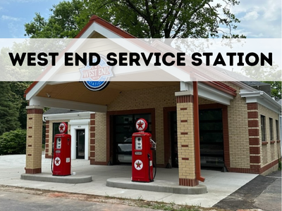 Image of the West End Service Station and its name