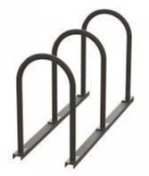 Inverted u-shaped metal pieces in a row