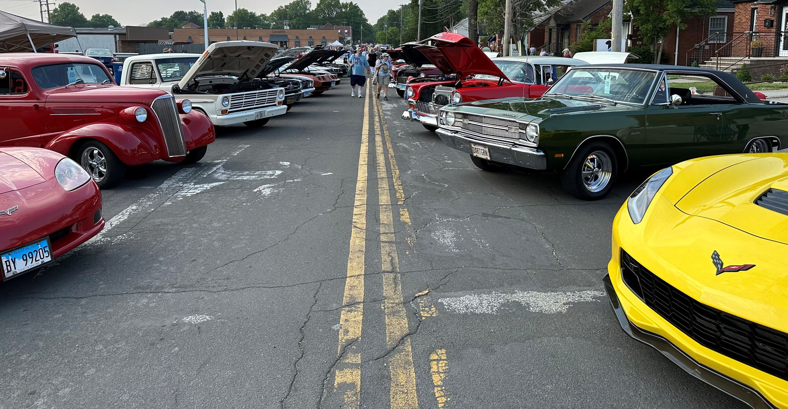 Classic cars are lined along North Kansas Street as part of the Route 66 Festival car show